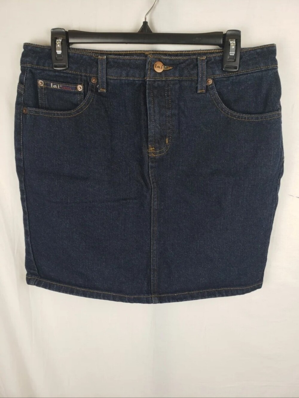 L.E.I. Dark Washed Blue Jean Y2K Mini Skirt Sz 11